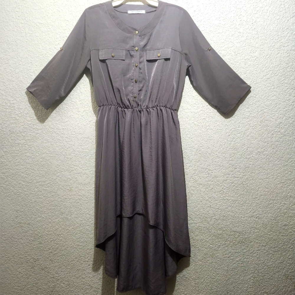 Janette Fashion High-Low Elegant Gray Women's Dress